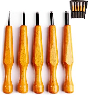 5Pcs V-Sharp Wood Carving Knife | V-Sharp Edge Detail Carving Knife, For Printmaking, Linocut, Whittling & Woodworking, Professional & Beginner Carving Kit