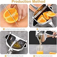 Vista 4 de Exprimidor manual de limón, exprimidor de limón, exprimidor de cítricos de mano, prensa de cítricos de acero inoxidable, exprimidor de frutas