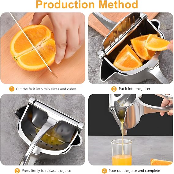 Stainless Steel Juicer Hand Press-Heavy Duty Hand Juicer Manual Juicer Handheld Squeezer Press For Lemon Pomegranate Orange-Kitchen Tool (7.8 * 3.34 inch)