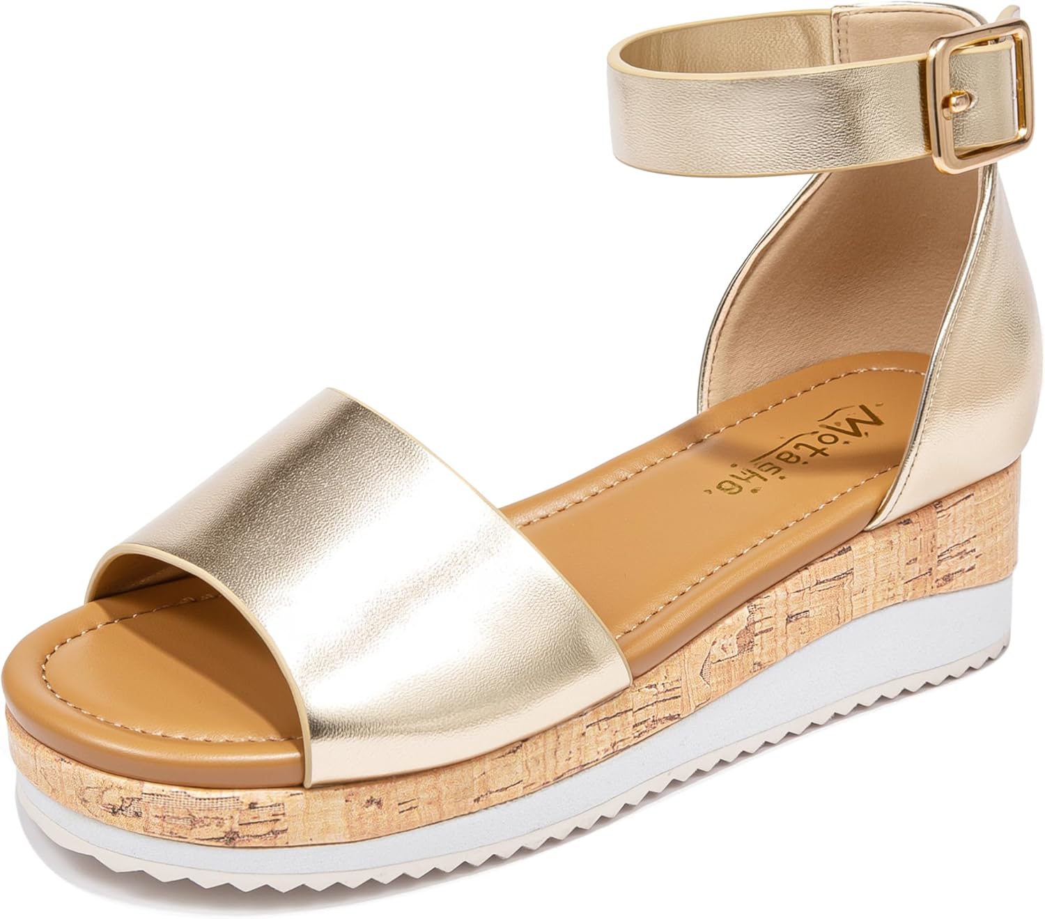 Motasha Lightweight Girls Wedge Platform Sandals, Open Toe, Ankle Strap, Summer Dress Shoes for Little Kids and Big Kids