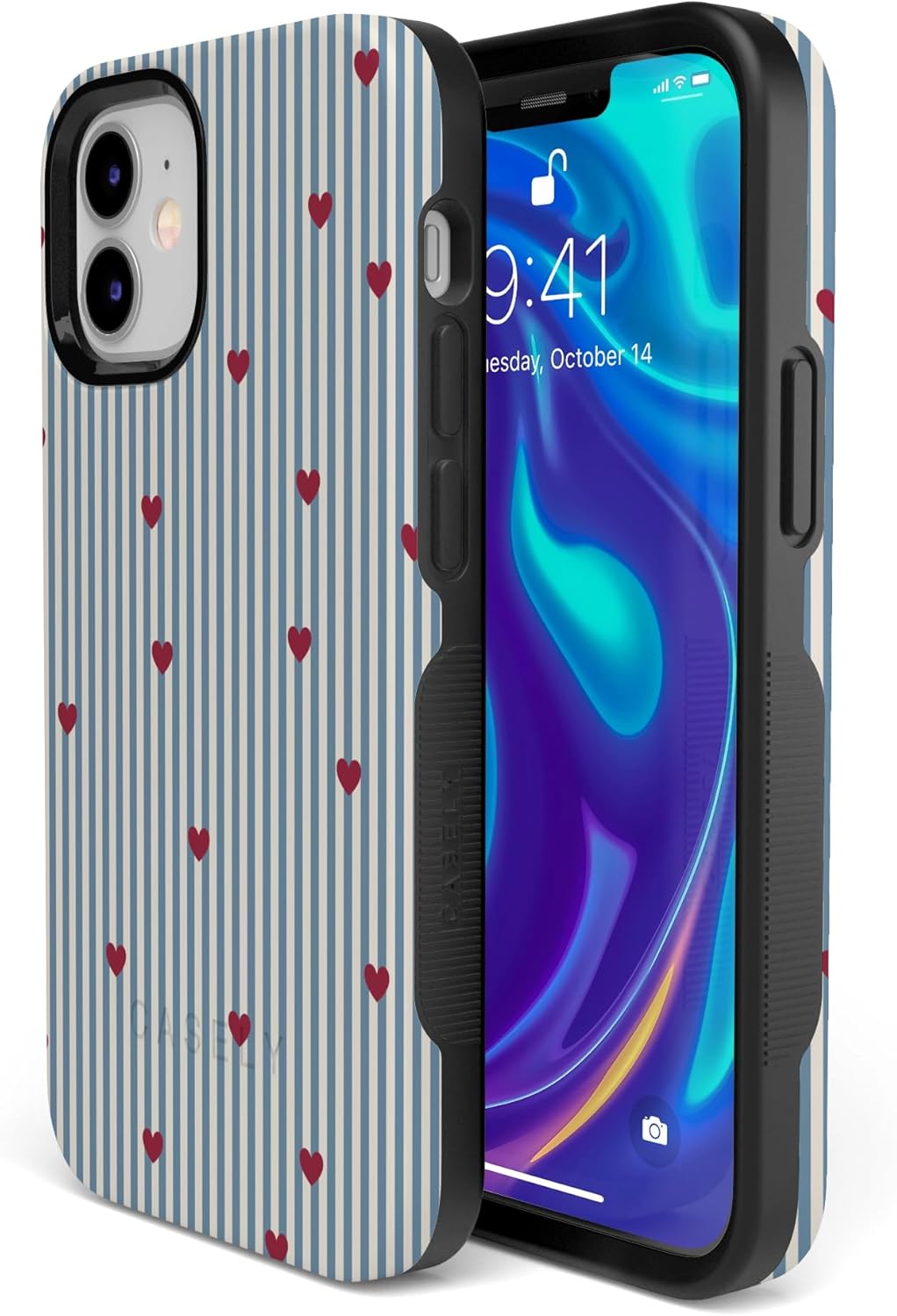 Casely iPhone 12 Mini Case | Love Lines | Blue Stripes | Bold Protective Design | MagSafe Compatible Design