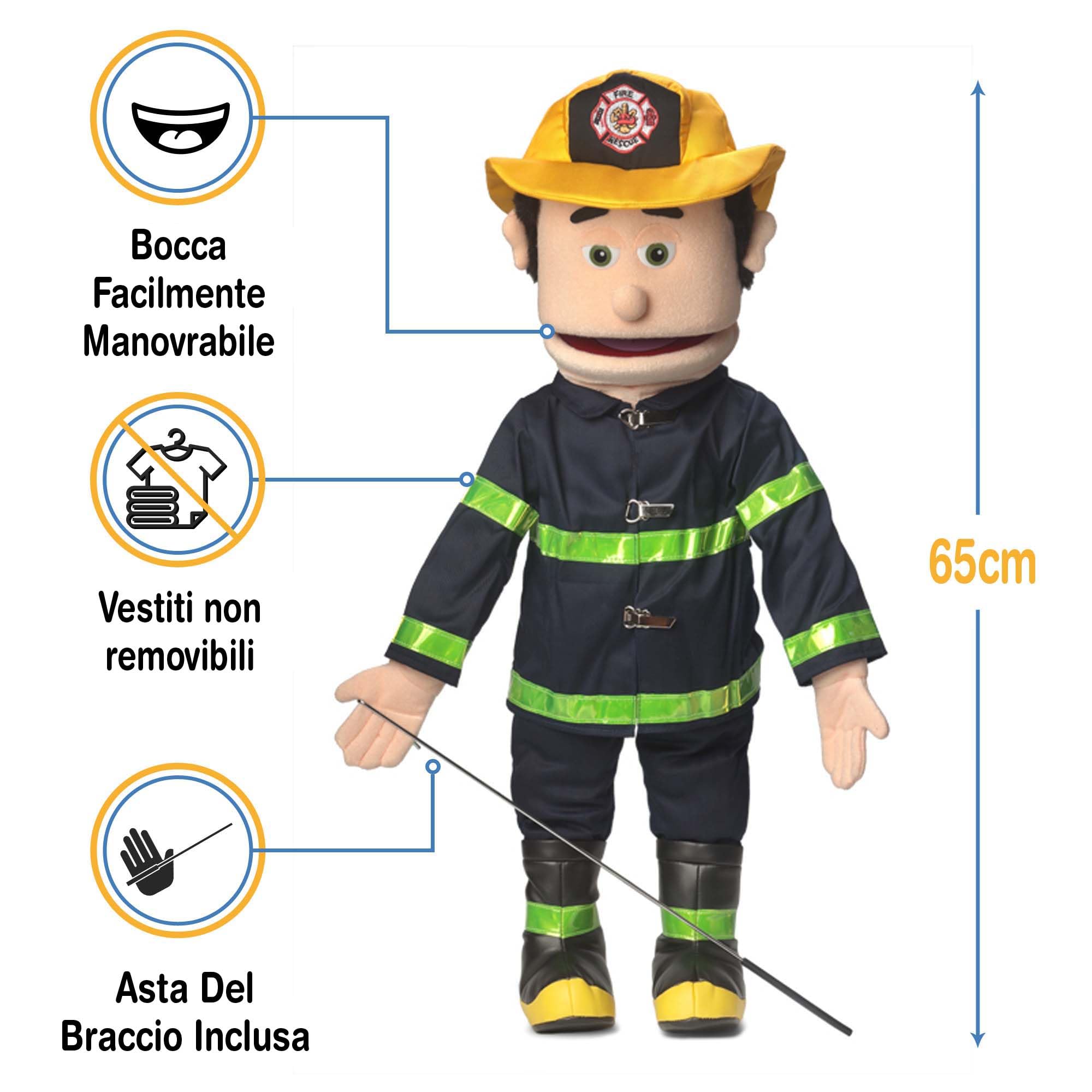 25 Caucasian Fireman Full Body Puppet by Silly Puppets
