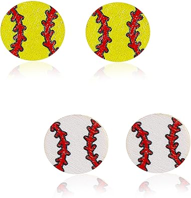 2Pcs Baseball Earrings for Women,Baseball Earrings Studs Sports Ball Dangle Earrings Party Baseball Jewelry Gift for Women