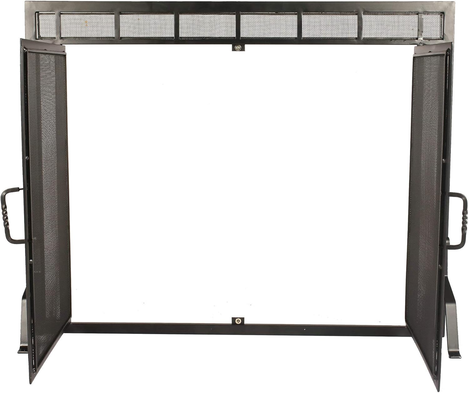 1. GO Fireplace Screen Ornate Wrought Iron Black Metal Fire Place Standing Gate, 31"(H) X 39"(W)