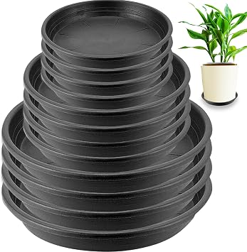 BamLue 12 Pack Upgrade Thickened Plant Saucer - 6 8 10 Inch Plant Trays Round Plastic Plant Drip Dishes for Indoor Outdoor Garden Plants- Collects Flower Pots Drainage and Excess Water for Planters
