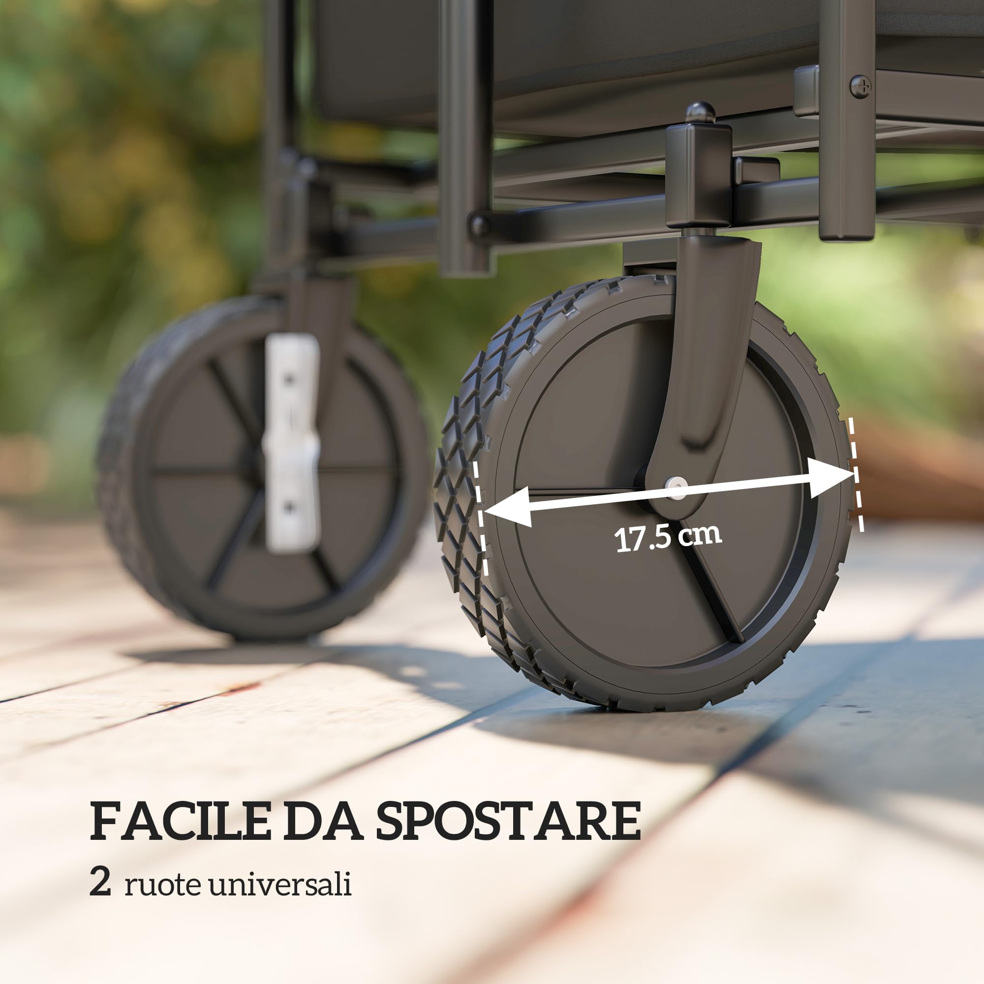 Outsunny Carrello Campeggio da 160L con 4 Ruote Girevoli, Carrello da Campeggio Pieghevole in Acciaio e Tessuto Oxford con Borsa Espandibile e Maniglia Girevole e Regolabile, 95x55x102 cm, Nero
