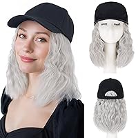 Vista 30 de SEGO - Gorra de béisbol con extensiones de pelo para mujeres, sintético resistente al calor, 6 pulgadas, postizo corto y recto ajustable, peluca