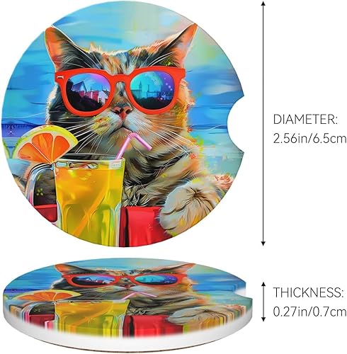 Miniatura 5 de Portavasos para automóvil, 2 unidades, posavasos para automóvil, para verano, para gato, absorbente, para decoración de automóvil, accesorios para