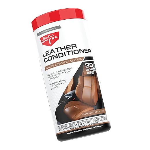 Jay Leno’s Garage Leather Conditioner Wipes for Car Interior Disposable for Upholstery Steering Wheels and Dashboards Nourishes Protects and Restores with UV Protection 30 Count (30 Count (Pack of 1))