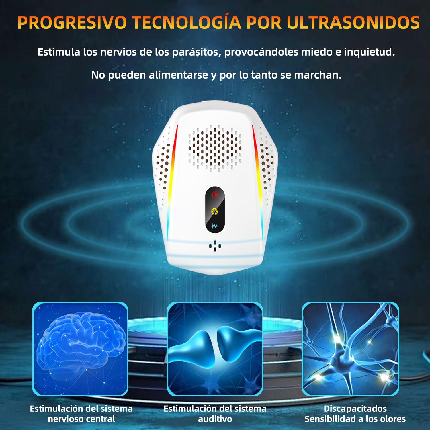 Repelente Ultrasónico de Plagas 6 Pack, Ahuyentador de Ratones e Insectos con 3 Modos Inteligentes, Ultrasonidos para Casa, Cocina, Dormitorio, Garaje, Seguro para Niños y Mascotas (Blanco)