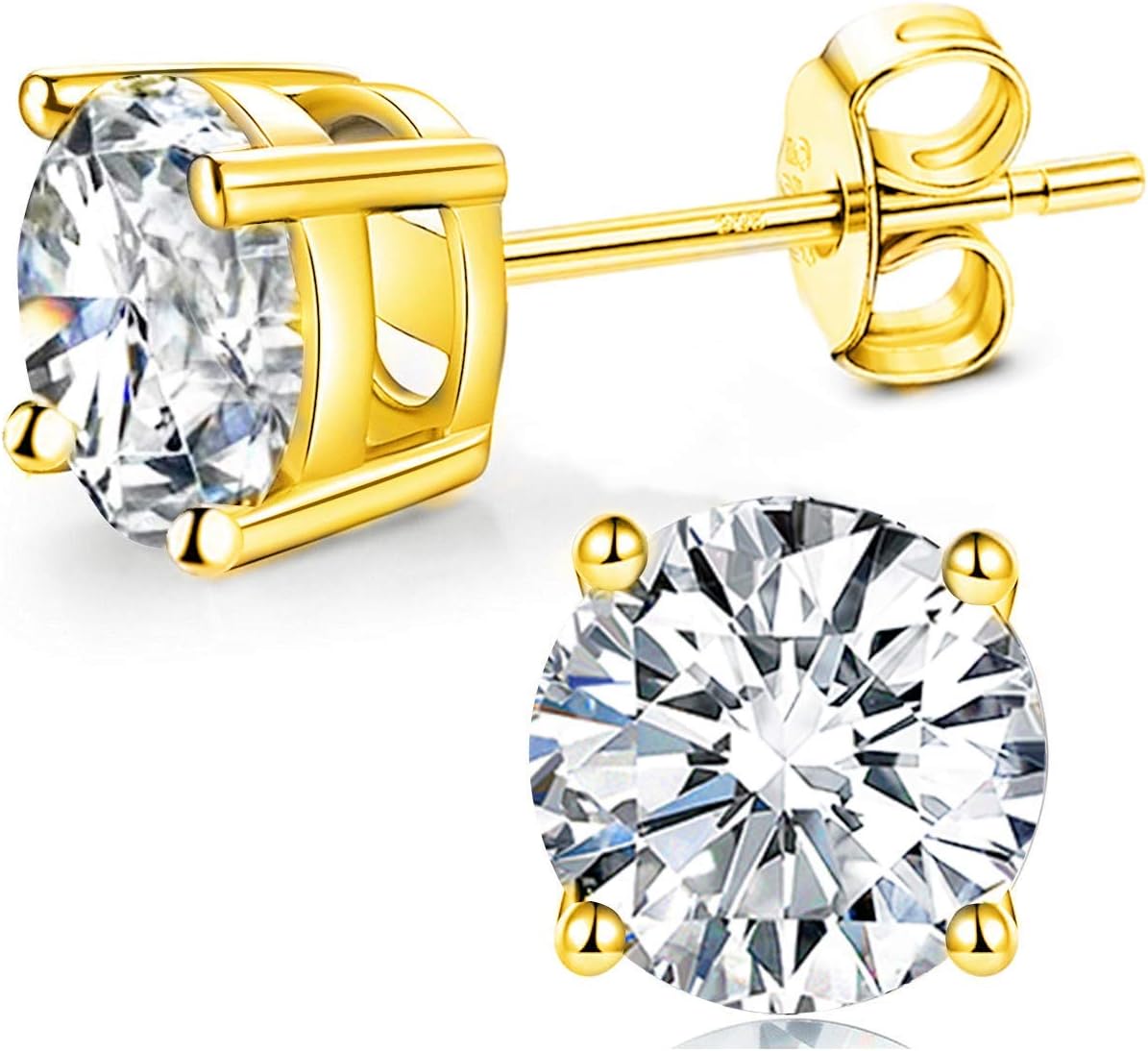 AOBOCO Birthstone Stud Earrings for Women 925 Sterling Silver Crystal Stud Earrings Hypoallergenic Jewelry Birthday Christmas Gifts for Women Men