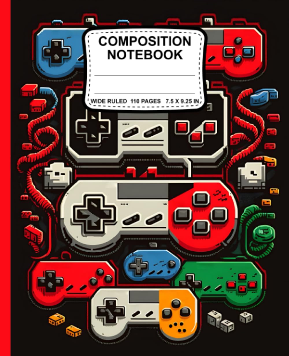Composition Notebook Retro Video Game Illustration: College Ruled Lined Paper for Kids, Teens, Students & Adults (110 Pages, 7.5 x 9.25)