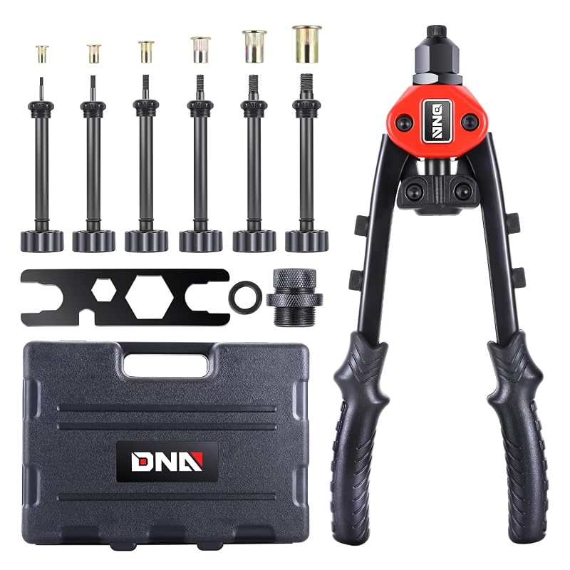 Kit de Rebitador de Porca 2 em 1 DNA MOTORING com Mandris Substituíveis e Estojo, 30,5 cm, 60 peças TOOLS-00564