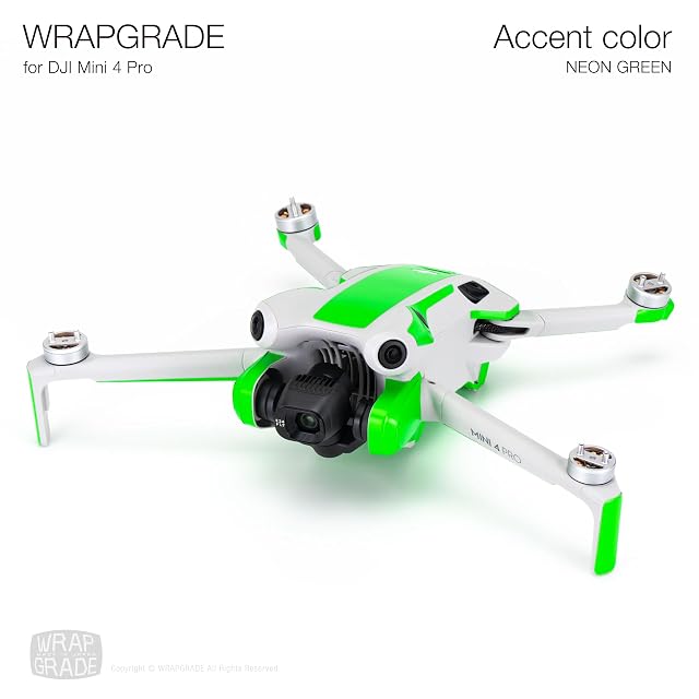 Foto 3 de 6 de Wrapgrade Skin Compatible con DJI Mini 4 Pro - Accent Color (Neon Green)