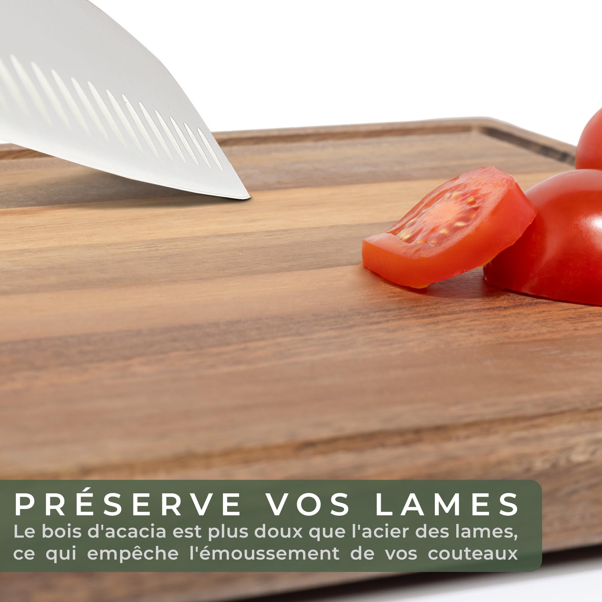 WALDWERK 3 Planches à Découper (40x30 / 33x24 / 26x18cm) en Acacia Massif - Plances à Découper en Bois - Planches de Bois de 2cm d’Épaisseur - Planches à Découper avec Design Élégant