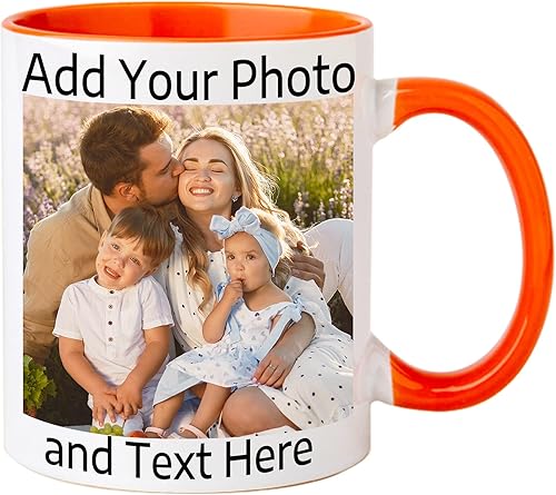 Taza de café personalizada  Taza personalizada con nombre y logotipo con texto fotográfico, taza personalizada de 11 onzas en ambos lados, regalos