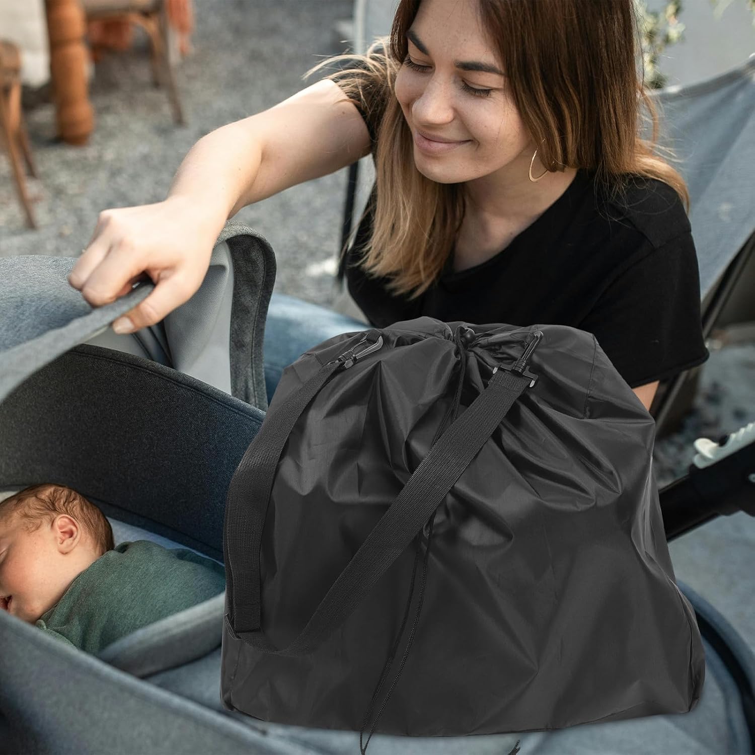 Stroller Gate Check Bag for Babies Small 52×50×20 CM Dark Gray Travel Stroller Cover Dustproof Storage Case Universal for Airplane and Travel Use