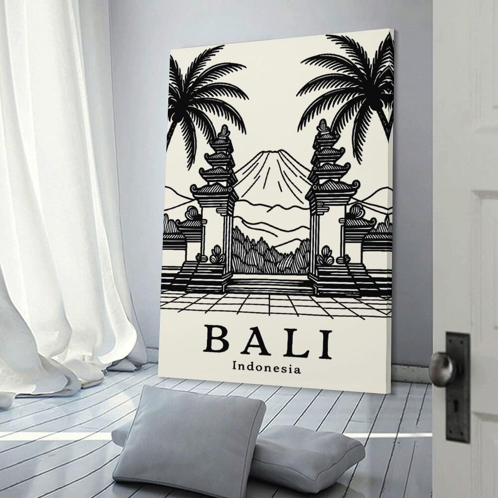 Junmoney Bali Indonesia Travel Hanging Wall Art 20x30inch(50x75cm), for Feature Walls in Flats Or Modern Rooms, Home Wall Art for Statement Displays