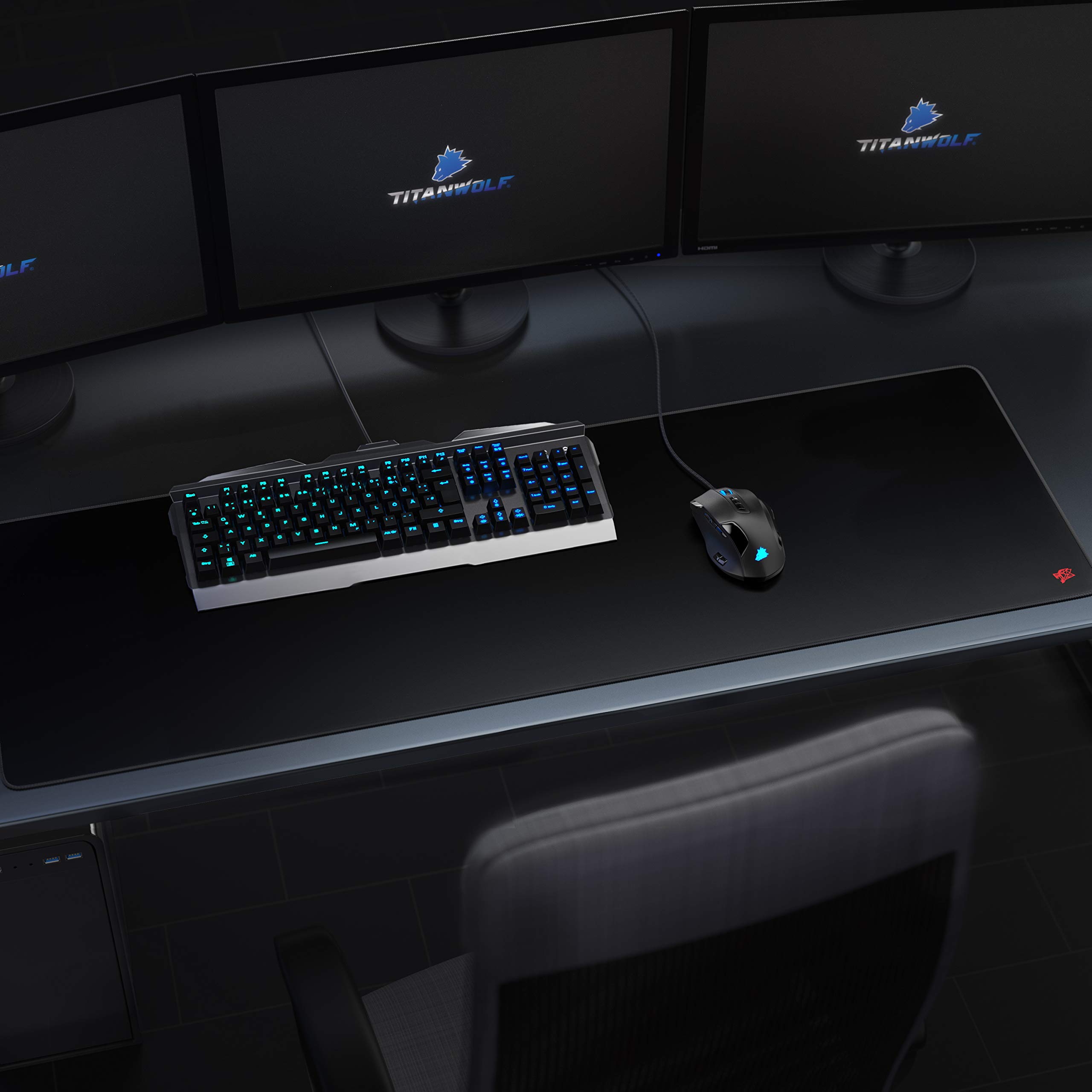 TITANWOLF - Alfombrilla de Ratón de Gran Tamaño 1200x400mm – Mouse Pad Gaming XXL - Precisión y Velocidad en Juegos - Antideslizante, Resistente al Agua - Superficie de Tejido - para Ratón y Teclado