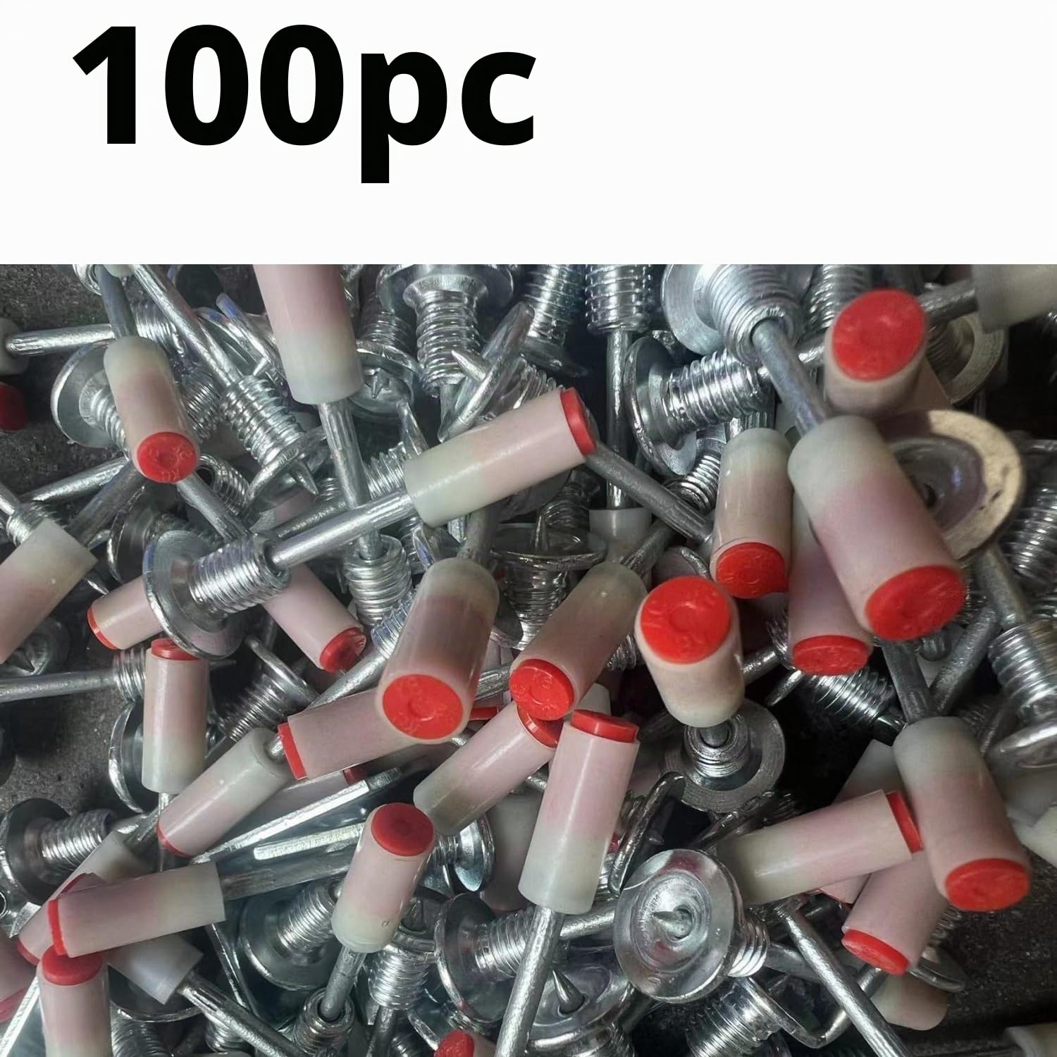 DLronwey 100 piezas de clavos redondos con tuerca de rosca M8 para pistola de clavos de hormigón, clavos de hormigón para fijación de paredes, dispositivo de ranurado para cables de techo de hormigón