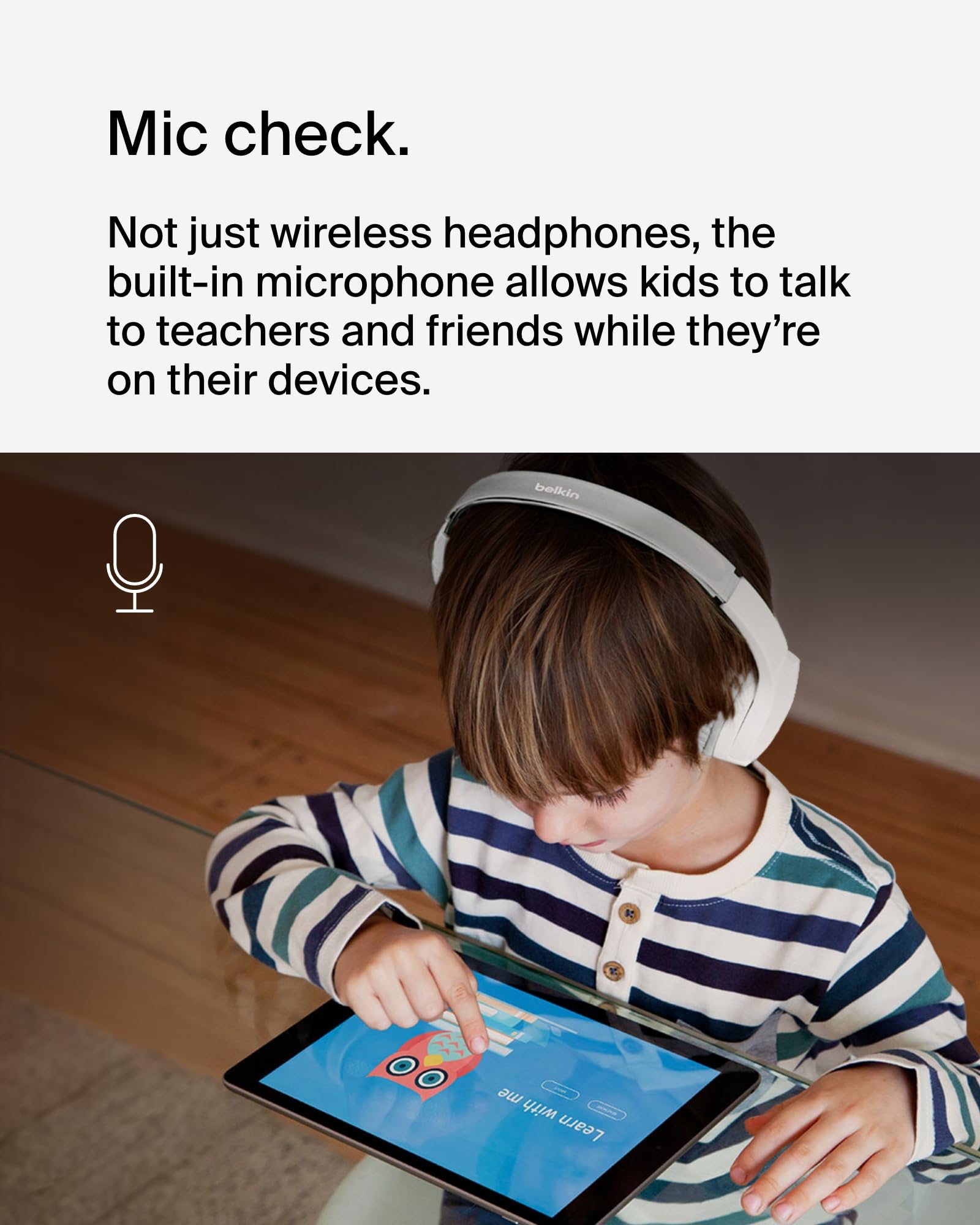 Belkin SoundForm Mini Kids Wireless Headphones with Built-In Microphone, 30H of Playback Time, & Fun Stickers - Image 4