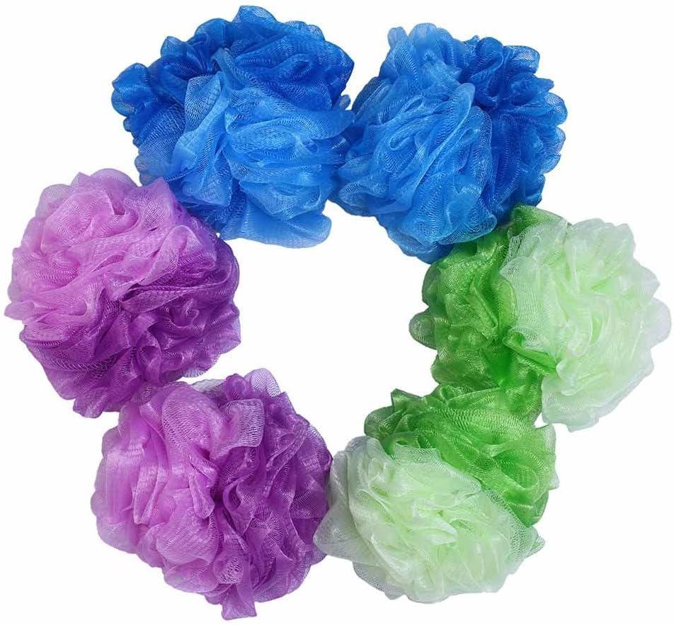 Loofah Bath and Shower Sponge 4-Pack,Mesh Pouf Exfoliating Bath Sponge Body Scrubber Puff (50g/pcs)