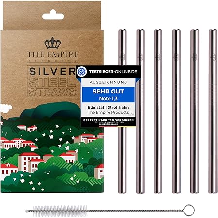 WMF Baric Glasstrohalme-Set 7-Teilig, 6 Trinkhalme Gebogen