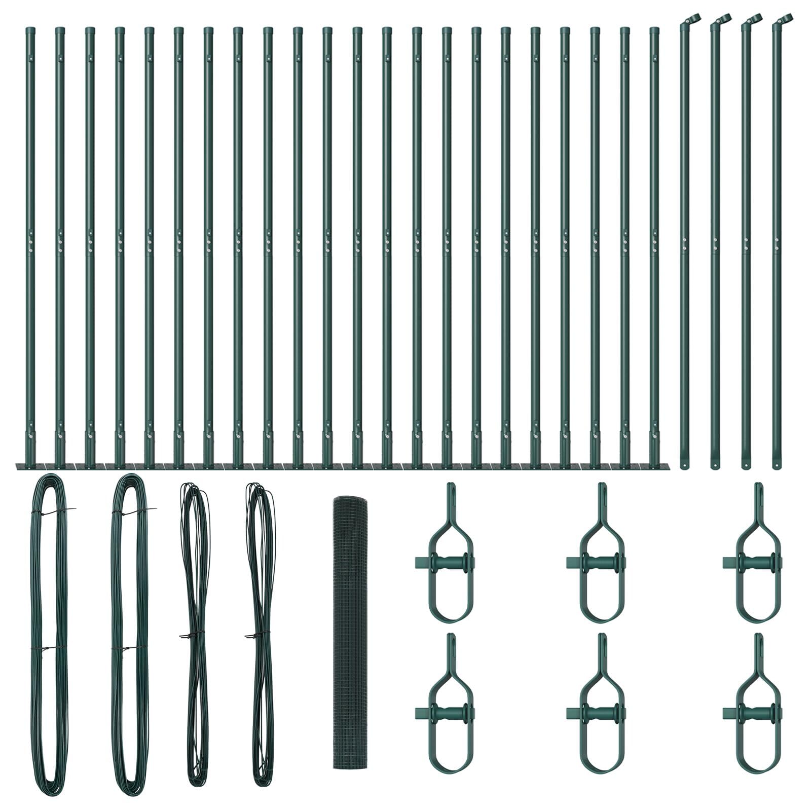 Vidaxl Welded Wire Fence With Flange Posts Green 1.2 X 50 Steel Size 13