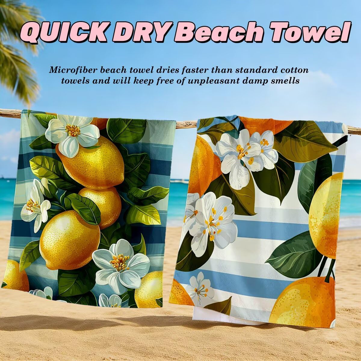 Ręcznik plażowy z mikrofibry, duży ręcznik plażowy 100 x 220 cm 2 sztuki, męski damski ręcznik gimnastyczny, odporny na piasek ręczniki plażowe, szybkoschnące ręczniki z mikrofibry na plażę w podróży