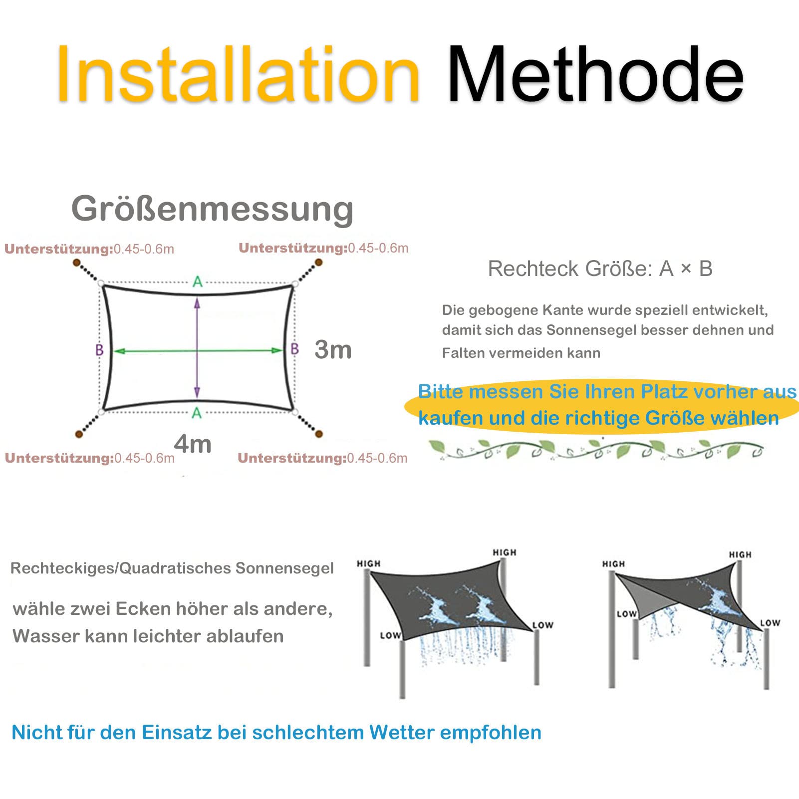 Sonnensegel Rechteckig 3x4m,PES Polyester Reißfest Wetterfest,Sonnensegel Wasserdicht,Sonnenschutz 95% UV-Schutz,Segeltuch Pergola mit Ösen und Befestigungsseile,für Balkon Garten,grau