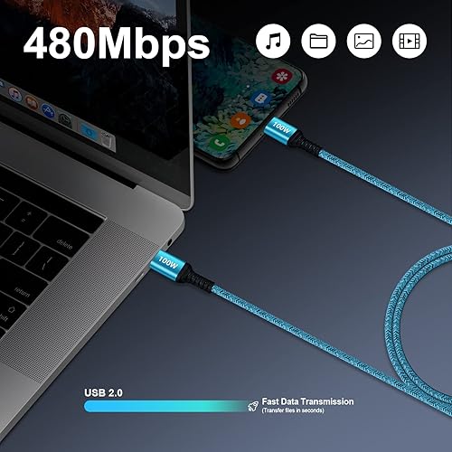 Miniatura 4 de Cable USB C a USB C Android Auto USB C de transferencia de datos 100 W cable de carga súper rápida tipo C a C para Samsung Galaxy S23 A14