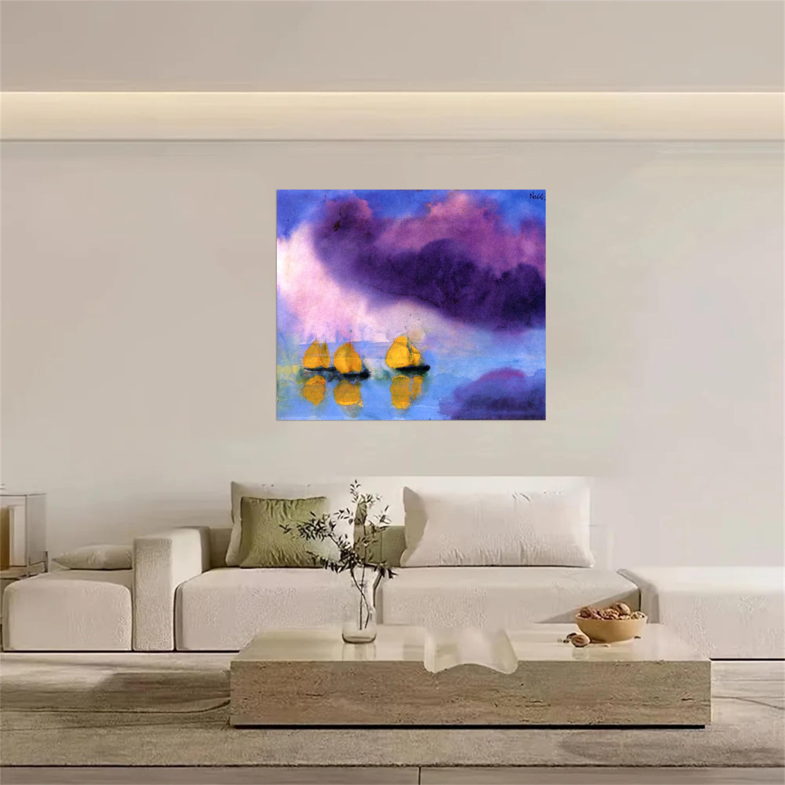 SDYSKKUG Emil Nolde Quadro Murale Soggiorno. Famosi Quadri su Tela. Mare con nuvole e barche a vela. D'arte Immagini Riproduzione 72x60cm Senza Cornice