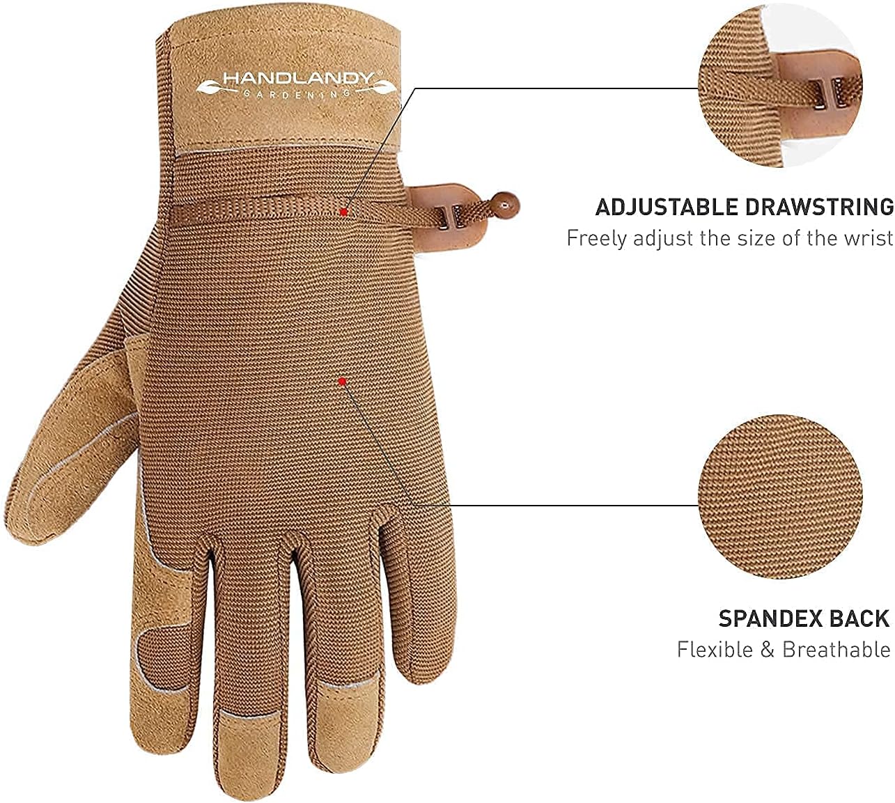 HANDLANDY Bundle - 2 Pairs Utility Mechanic Working Gloves for Women, Gardening Yard Gloves - Pink, Khaki, Medium