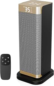 Calefactor Bajo Consumo - 2000W PTC Calefactor Baño,3 Modos,70° Oscilación,Temporizador 12h,Modo ECO,Control Remoto,Protección contra Sobrecalentamiento/Vuelco,Calentador Bajo Ruido