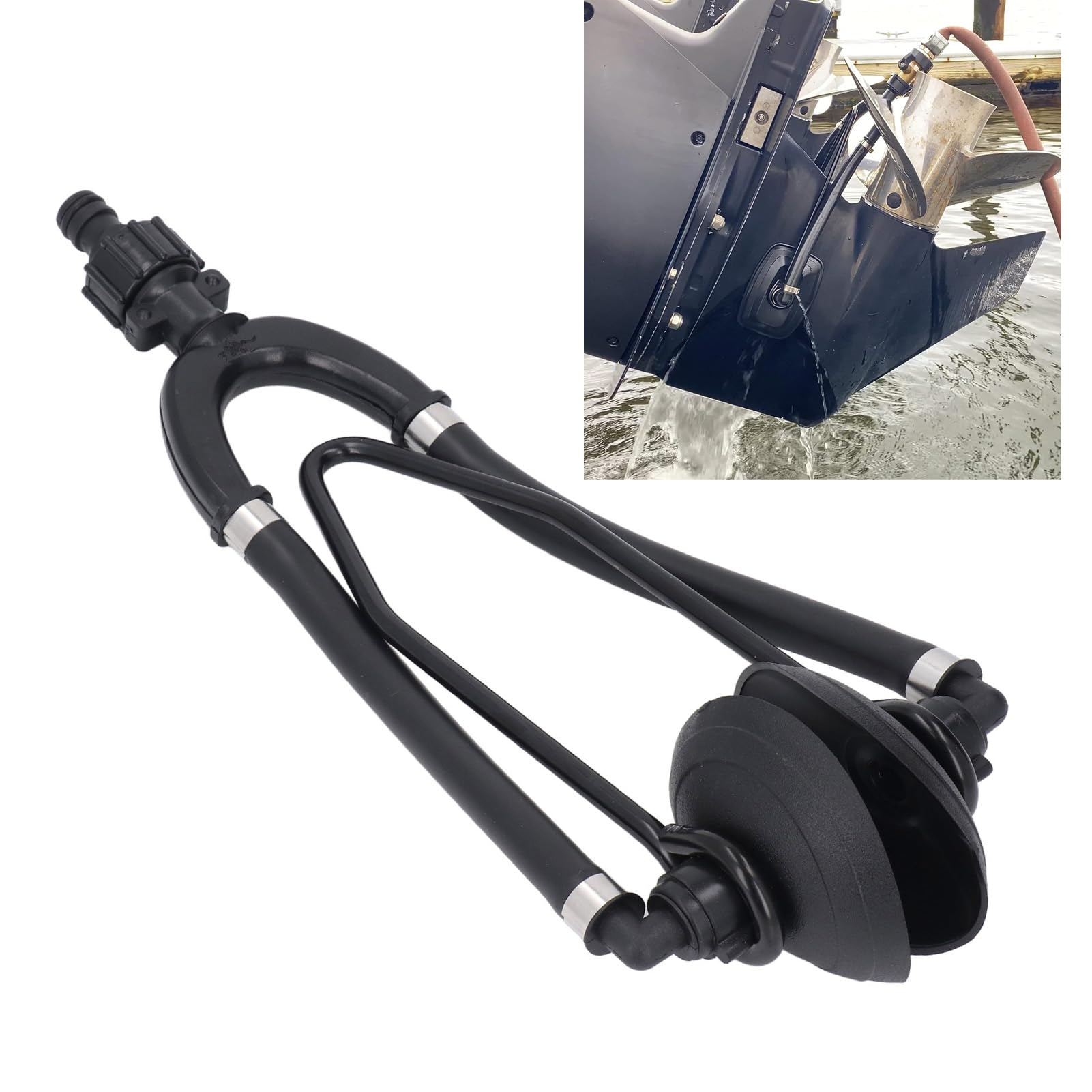 Rinçage Moteur Hors-Bord Compatible Johnson Evinrude – Kit de Nettoyage avec Ventouse Ronde pour Hivernage et Entretien Annuel