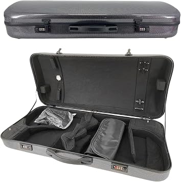 Vetimobato Adjustable Violin Viola Double Case Holds 4/4 Violin & 15-17 Inch Viola Hard Shell Backpack with 4 Bow Holders, 2 Back Straps Durable & Lightweight for Professionals, Students Black