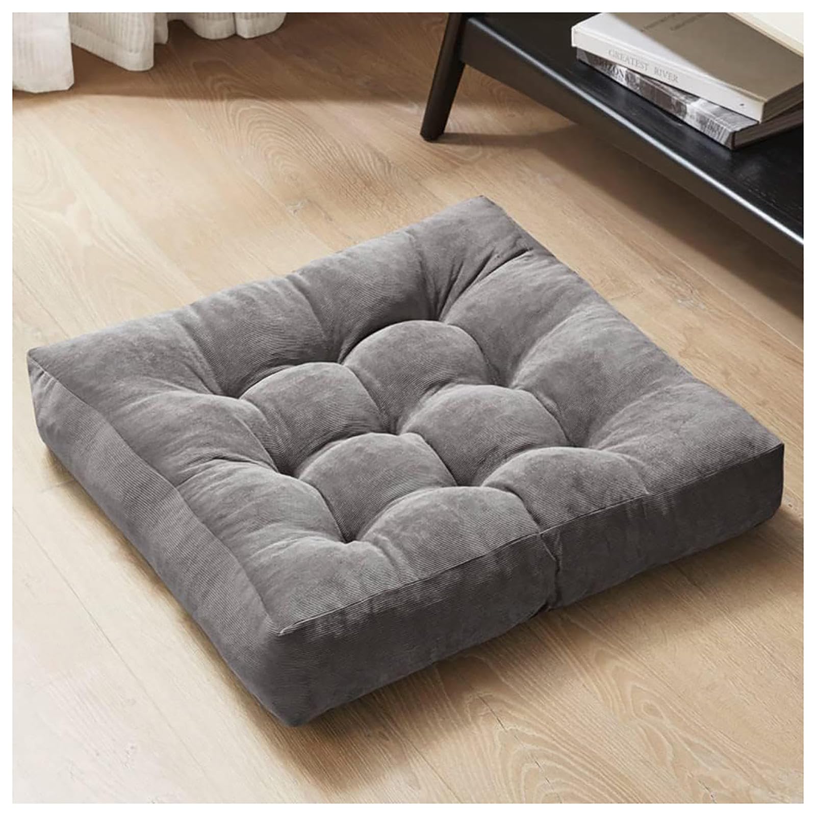 RRRYYYZZ Chair Cushions Floor Pillows Seating for Adults 22 * 22 * 4in Corduroy Fabric Large Floor Pillow Cushion for Dining Chair Garden Kitchen,Grey