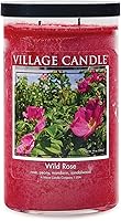 Vista 1 de Village Candle Wild Rose - Tarro de vidrio grande, vela perfumada, 19 onzas, rosa
