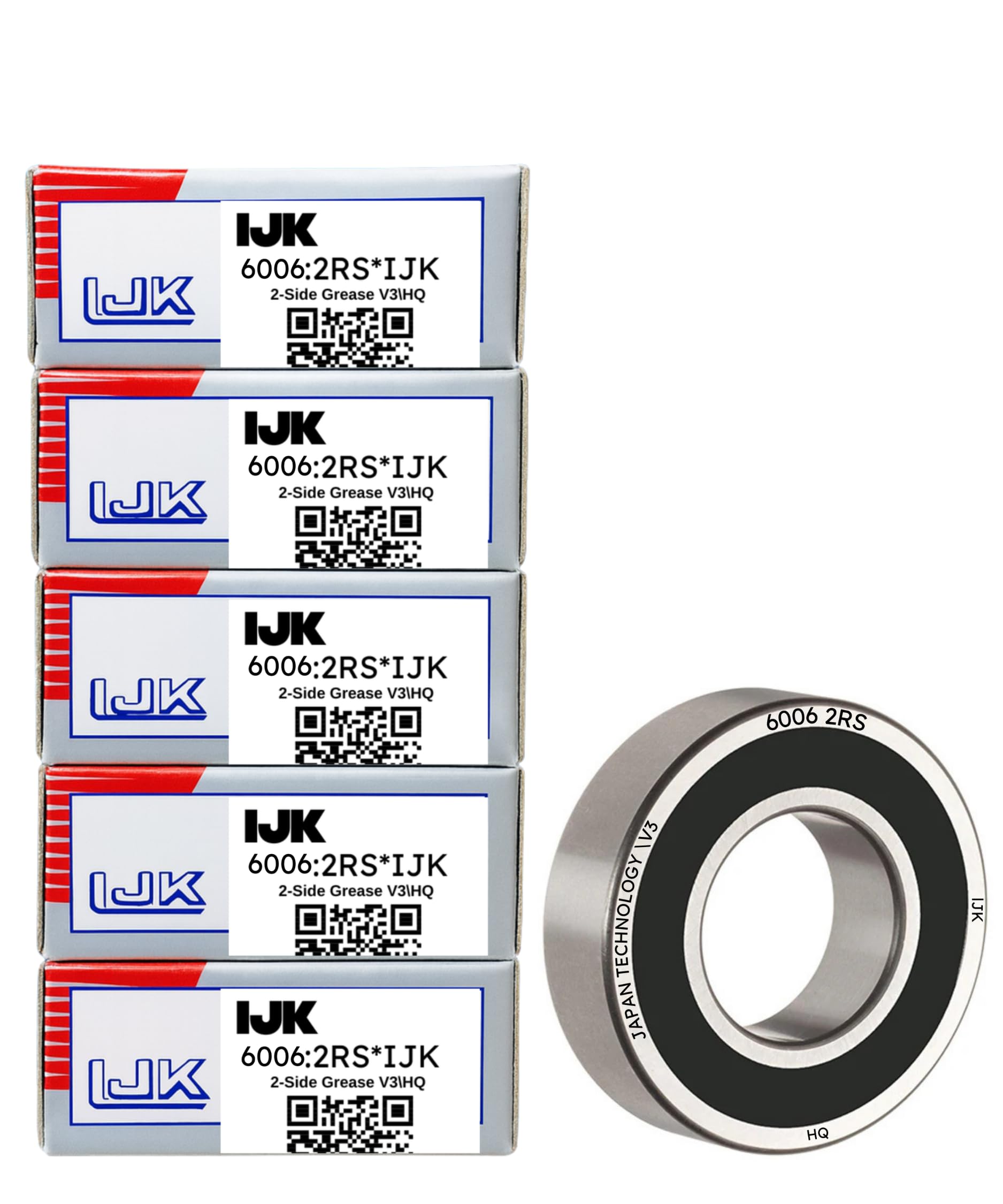 6006 2RS Ball Bearing (30x55x13 mm) Double Rubber Seal, V3 Grade Low Noise, HQ High Quality, 2 Side Red Grease, High Speed & Heavy Load Bearing (Pack of 5-image-12