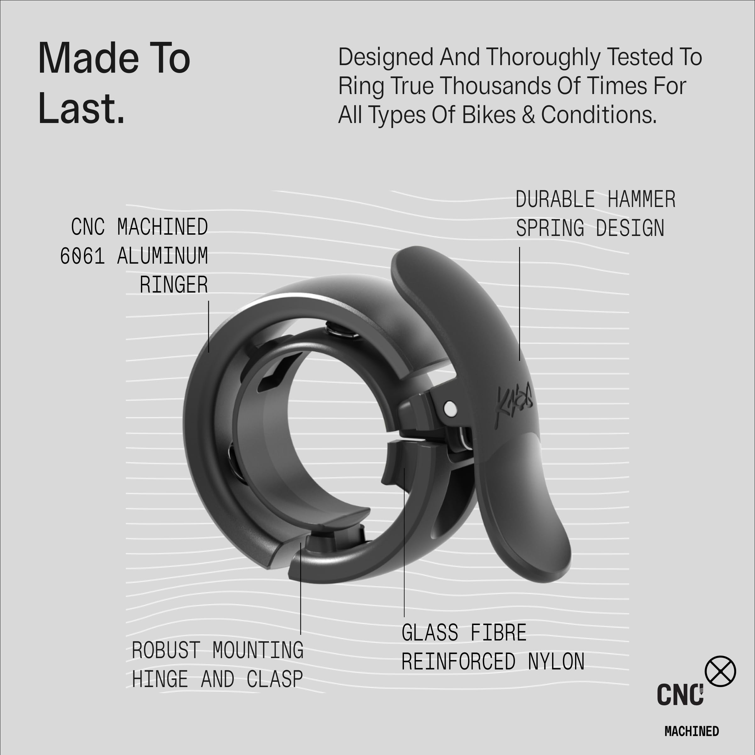 Knog Dzwonek rowerowy Oi Prima, antracyt, 22,2 mm, guzik | dzwonki rowerowe
