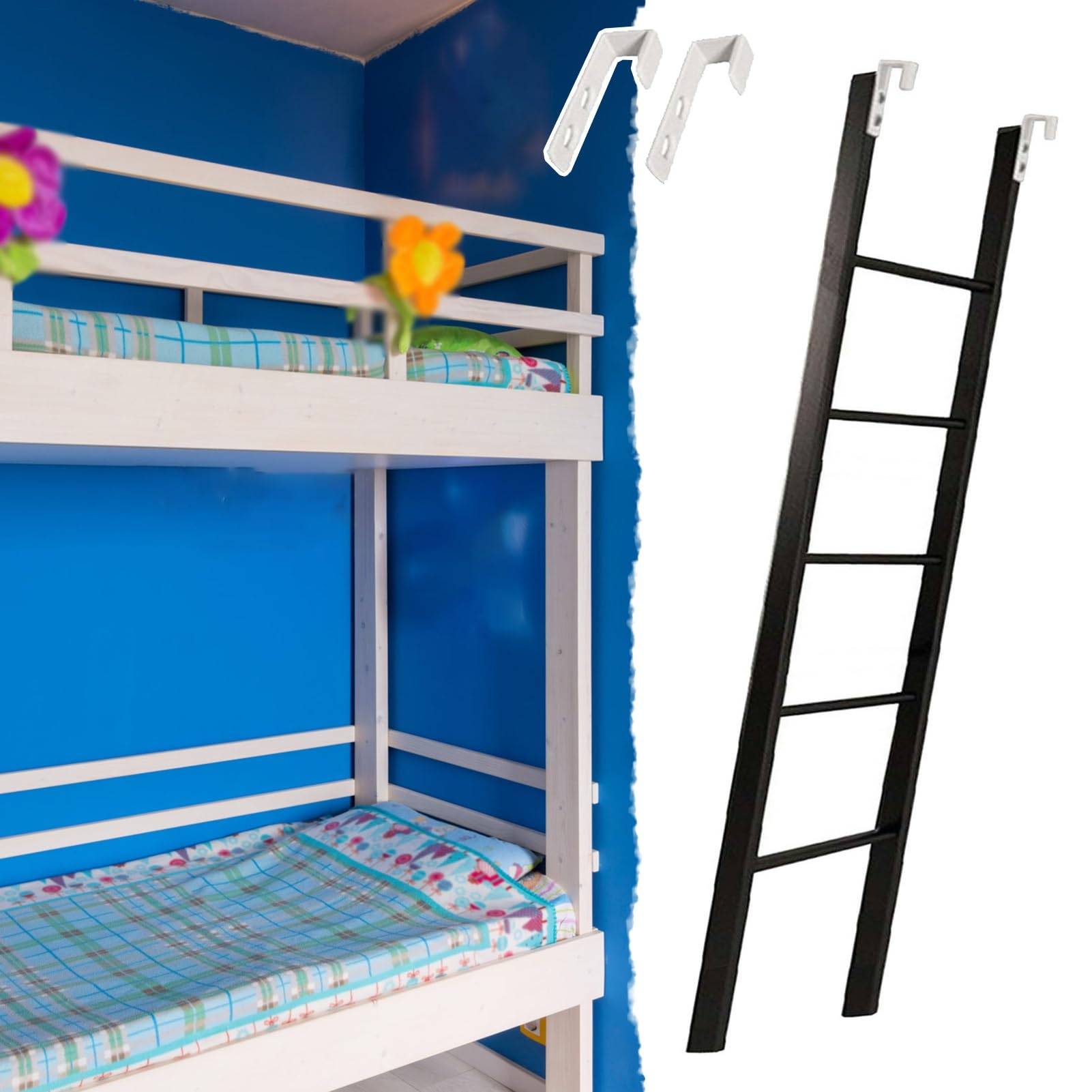 Leiter für Etagenbetten im Dachgeschoss (nur Leiter), austauschbare Aufstiegsleitern/Etagenbettleiter für Wohnmobile mit Haken, rutschfeste Metallleitern 45"/50"/55"/59"/63"/65"/69"/73" (155