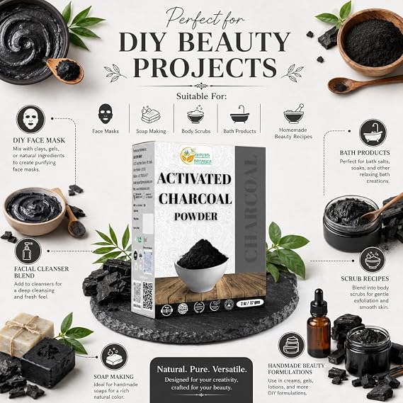 Herbs Botanica Activated Charcoal Powder, Food Grade, 2 oz