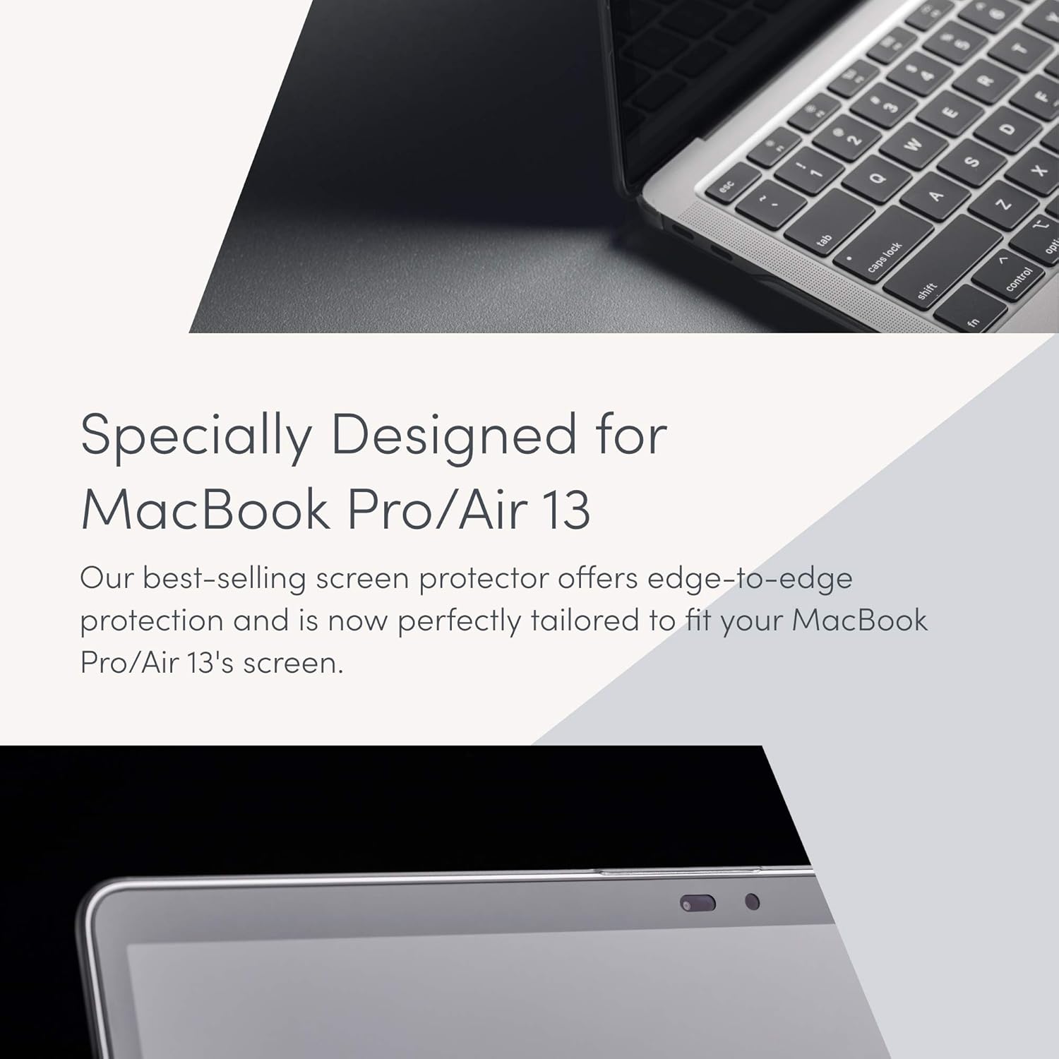 Moshi iVisor XT Clear Screen Protector for 13" MacBook Pro/Air 13", Easy-installation, Bubble-proof, Washable & Reusable, for MacBook Pro 13 (2016-2020)/Air 13 (2018-2020), Clear