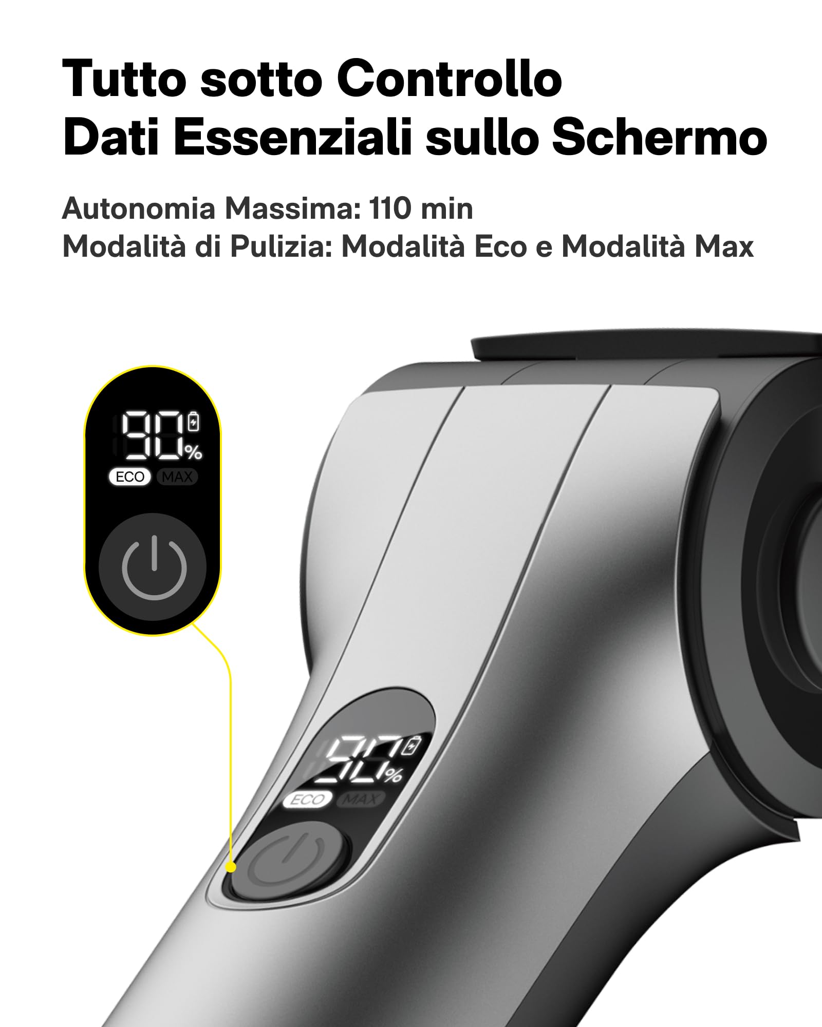 HOTO Flexi™ Spazzola Elettrica Rotante per Pulizia Casa, Angolo Regolabile, Maniglia Estendibile, Display Intelligente, Impermeabile IPX7, 8 Testine Sostituibili, per Bagno Piastrelle Vasca da Bagno