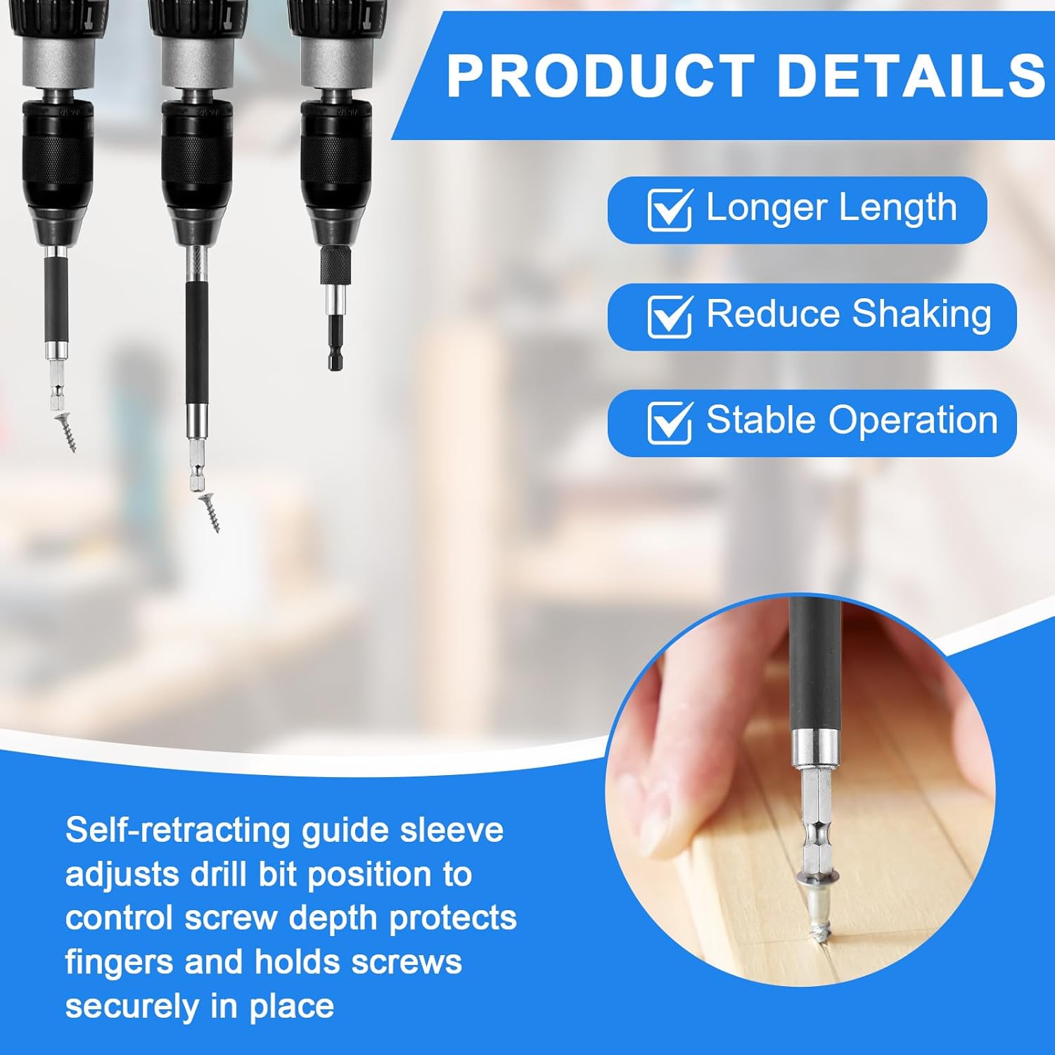 Bewudy 3pcs 1/4 Inch Magnetic Screw Drive Guide Sleeve for Drill, Magnetic Screw Drive Guide Drill Bit Tip Holder, Hex Shank Drill Driver Extension Bit Holder Screwdriver Bit Holder Extension