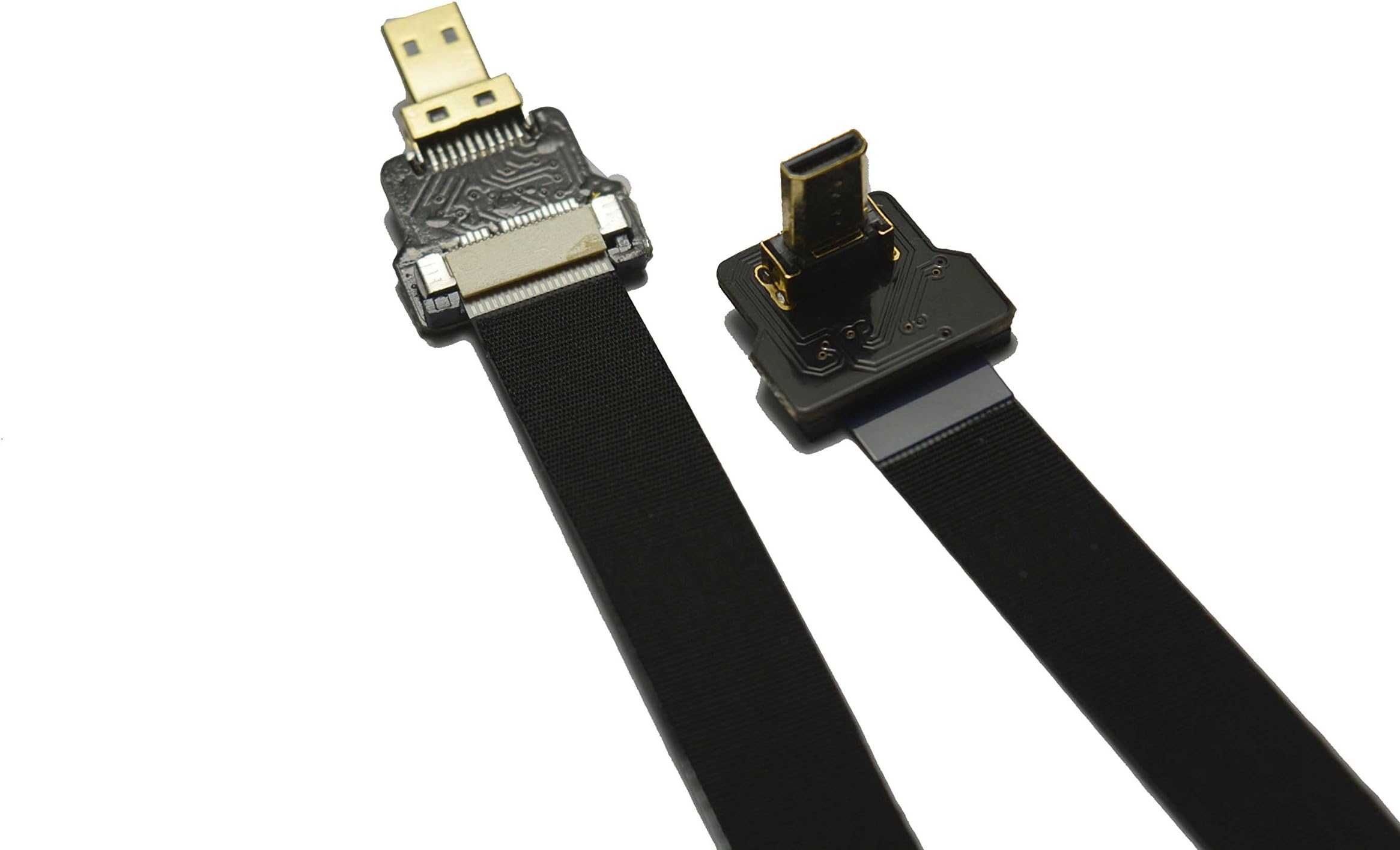 Permanent Flat Slim Thin Small HDMI FPV HDMI Cable Micro HDMI 90 Degree Angled Male to Micro HDMI Straight Male for brushless Gimbal handhold Gimbal dsrl FPV DJI Drone Black 30CM