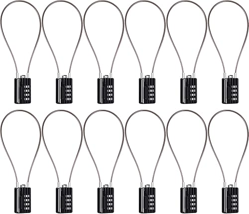 Miniatura 9 de SEPOX® 4 piezas de candado de combinación reiniciable, cuerpo de 1-3/16" de ancho con cable extremadamente largo de 32 cm, candado de cable de 4 32