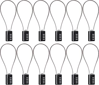 SEPOX® Versatile 12-Piece Resettable 4-Digit Combination Travel Lock Luggage Set – Own Password Set-Up, Extrem Long Anti-Cut Vinyl Steel Cable, Ideal for Suitcase - Black 32cm Cable