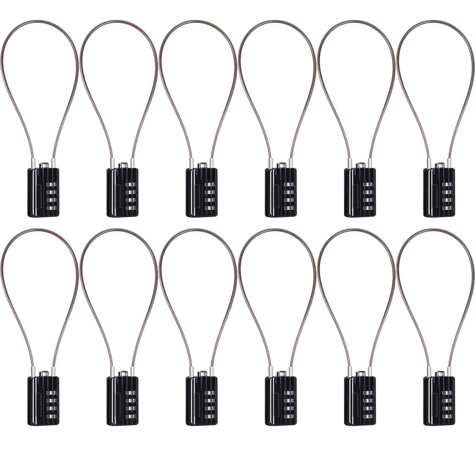 SEPOX® 12Pcs Versatile Resettable 4-Digit Combination Padlock with Extra Long Cable 32cm, Personalized Password