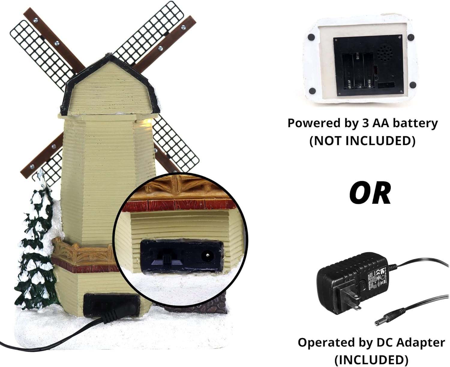 Christmas Village Windmill - Animated Pre-lit Musical Winter Snow Village - Perfect Addition to Your Indoor Holiday Decorations & Snow Village Display - A Thoughtful Gift for Your Loved Ones